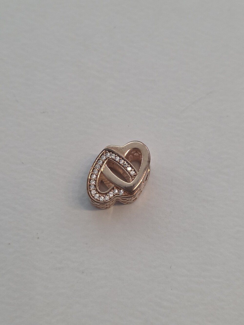 PANDORA Rose interlocked hearts charm with clear cubic zirconia - Picture 3 of 7